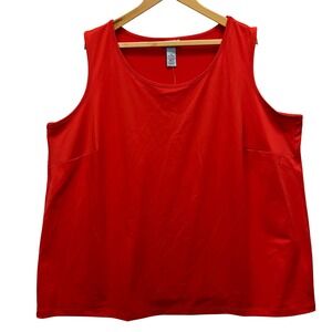 Catherines Tank Top Womens 3X Red Sleeveless Scoop Neck Plus Size Blouse Stretch